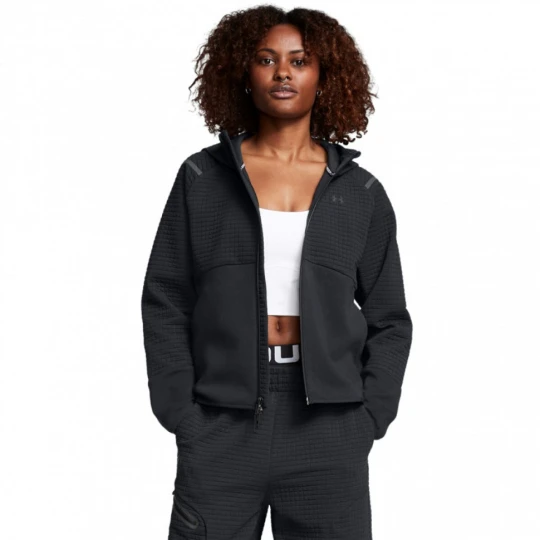 Zdjęcie produktu Damska bluza treningowa rozpinana z kapturem Under Armour Unstoppable Flc Txt Fz - czarna
