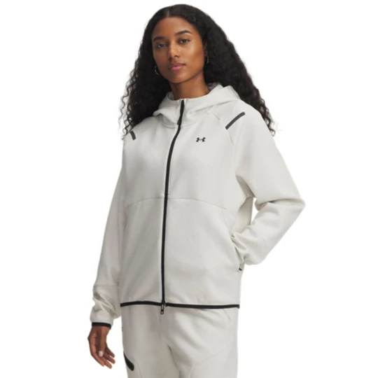 Zdjęcie produktu Damska bluza treningowa rozpinana z kapturem Under Armour Unstoppable Fleece FZ - biała