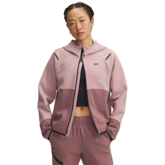 Zdjęcie produktu Damska bluza treningowa rozpinana z kapturem Under Armour Unstoppable Fleece FZ - różowa