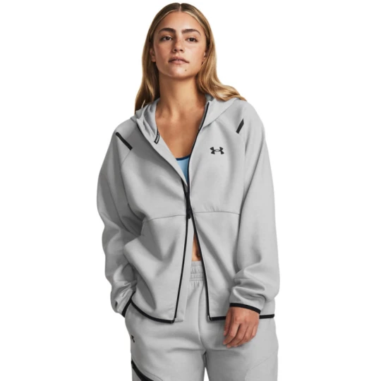 Zdjęcie produktu Damska bluza treningowa rozpinana z kapturem Under Armour Unstoppable Fleece FZ - szara