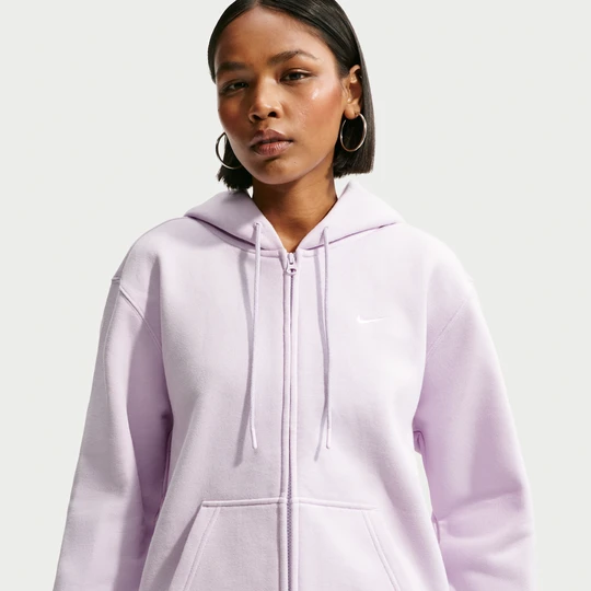 Zdjęcie produktu Damska bluza z kapturem i suwakiem na całej długości Nike Studio Fleece Medium Weight - Fiolet