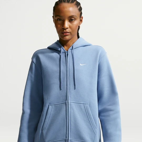 Zdjęcie produktu Damska bluza z kapturem i suwakiem na całej długości Nike Studio Fleece Medium Weight - Niebieski