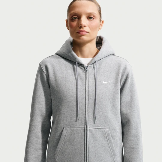 Zdjęcie produktu Damska bluza z kapturem i suwakiem na całej długości Nike Studio Fleece Medium Weight - Szary