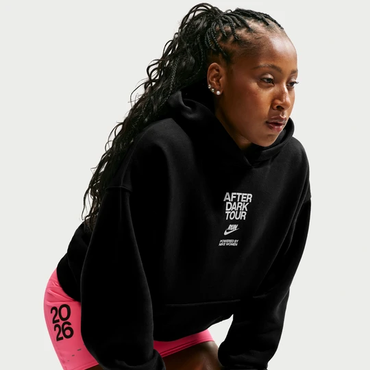 Zdjęcie produktu Damska bluza z kapturem o kroju oversize Nike Studio Fleece Medium Weight „After Dark Tour” - Czerń