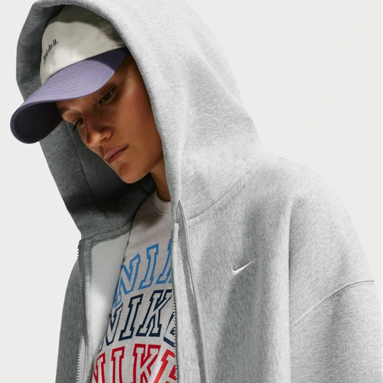 Zdjęcie produktu Damska bluza z kapturem o kroju oversize z suwakiem na całej długości Nike Studio Fleece Heavyweight - Szary