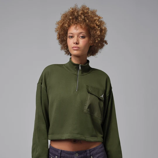 Zdjęcie produktu Damska bluza z zamkiem 1/4 Hike Mike Jordan Brooklyn Fleece - Zieleń