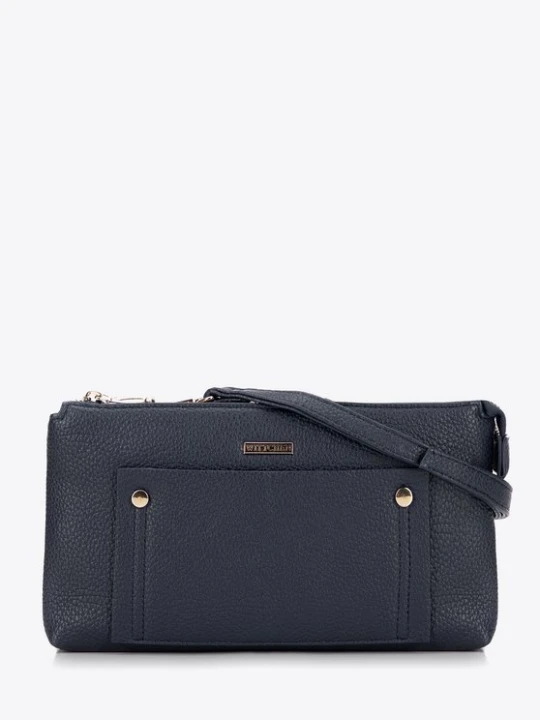 Zdjęcie produktu Damska crossbody dwukomorowa z kieszonką granatowa Wittchen