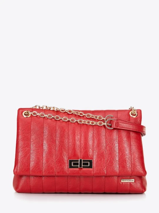 Zdjęcie produktu Damska crossbody z ekoskóry dwukomorowa duża czerwona Wittchen