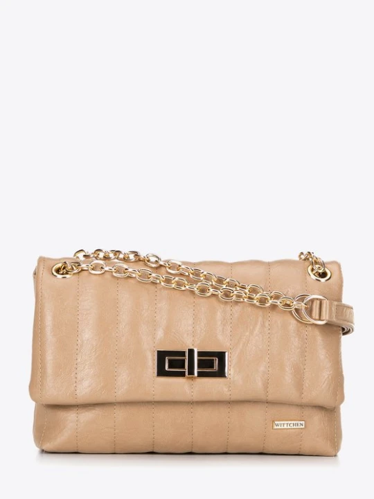 Zdjęcie produktu Damska crossbody z ekoskóry dwukomorowa mała beżowa Wittchen