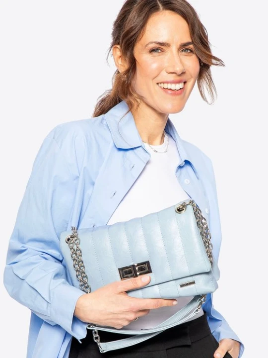 Zdjęcie produktu Damska crossbody z ekoskóry dwukomorowa mała niebieska Wittchen