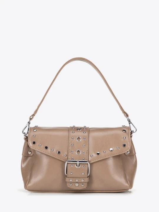 Zdjęcie produktu Damska crossbody z ekoskóry w dekoracyjne nity beżowa Wittchen