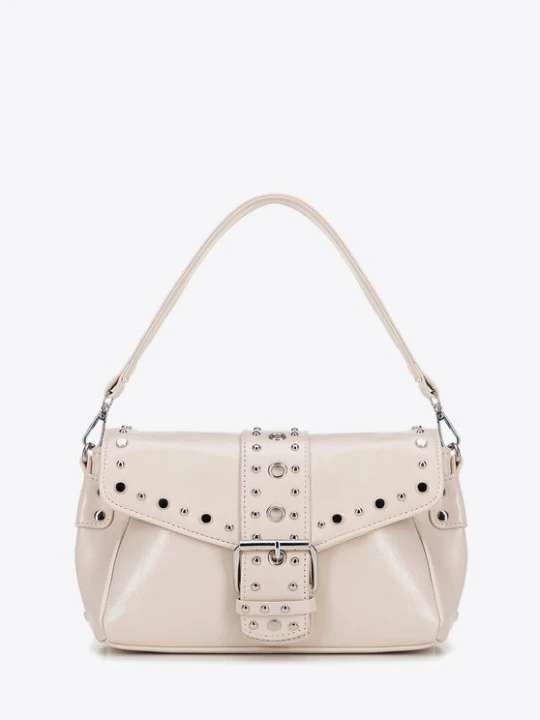 Zdjęcie produktu Damska crossbody z ekoskóry w dekoracyjne nity kremowa Wittchen kremowy