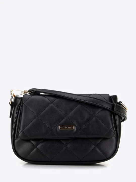 Zdjęcie produktu Damska crossbody z ekoskóry w przeszycia czarna Wittchen