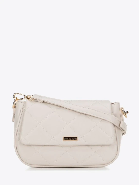Zdjęcie produktu Damska crossbody z ekoskóry w przeszycia kremowa Wittchen kremowy
