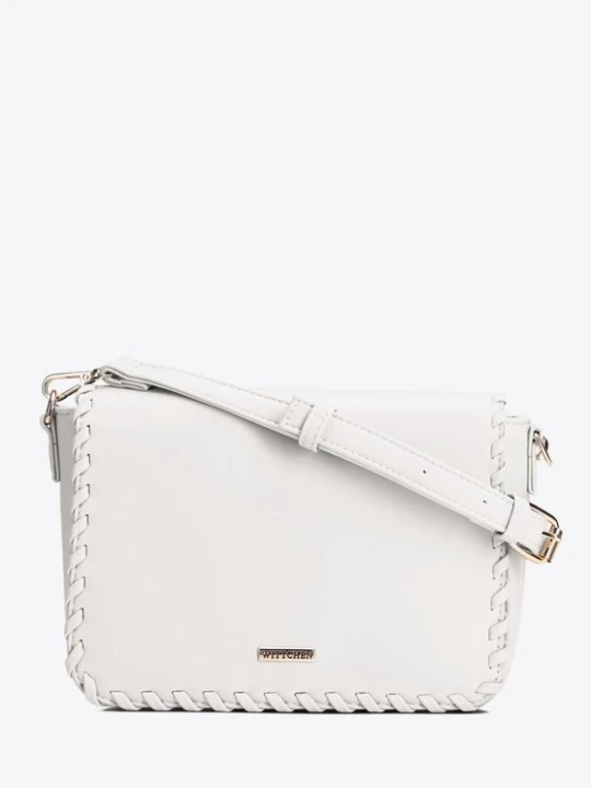 Zdjęcie produktu Damska crossbody z obszytą klapą kremowa Wittchen kremowy