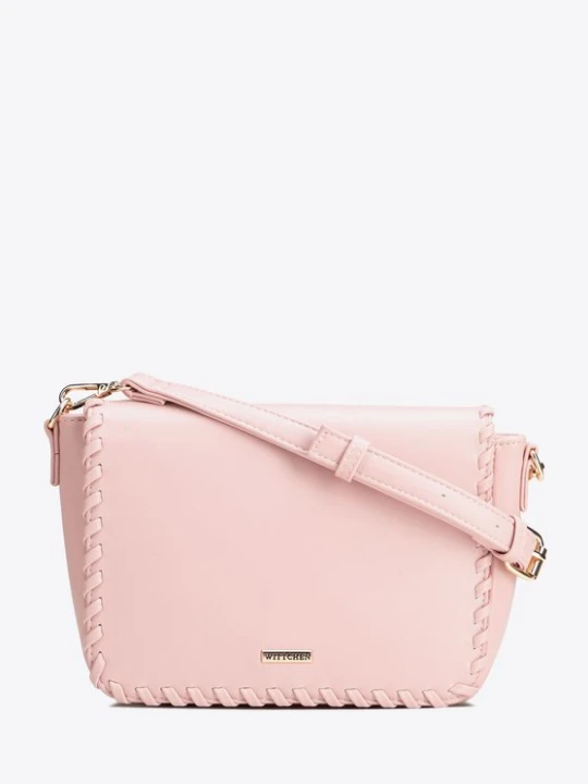 Zdjęcie produktu Damska crossbody z obszytą klapą różowa Wittchen