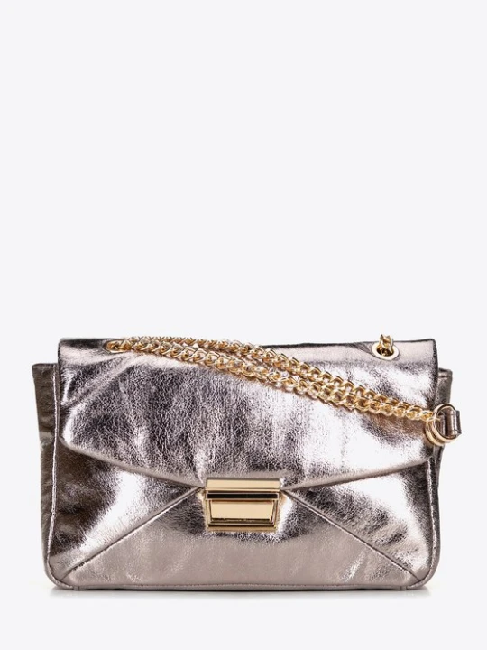 Zdjęcie produktu Damska crossbody z połyskującej ekoskóry szara Wittchen