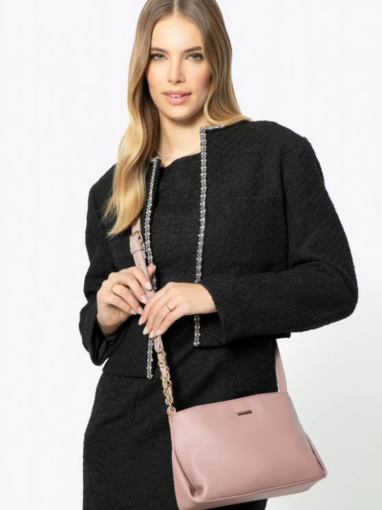 Zdjęcie produktu Damska crossbody ze skóry ekologicznej z łańcuszkiem różowa Wittchen
