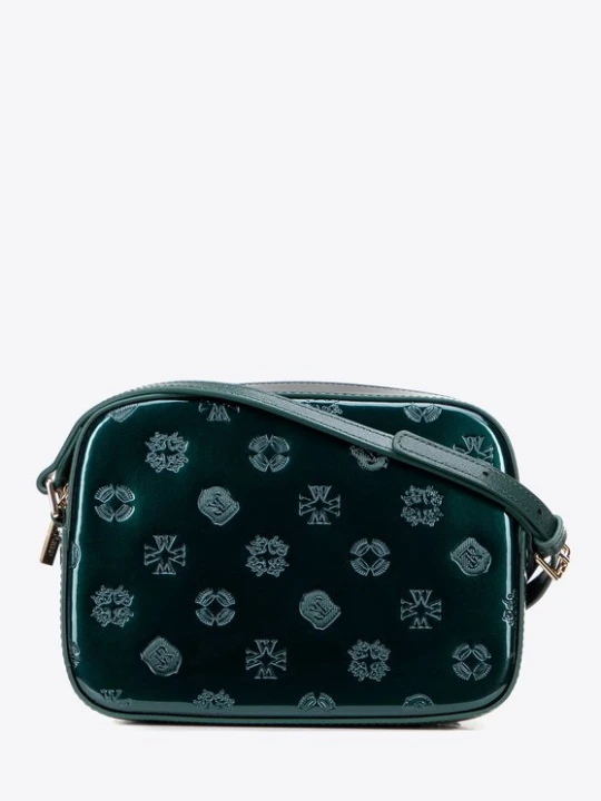 Zdjęcie produktu Damska crossbody ze skóry lakierowanej ciemny zielony Wittchen