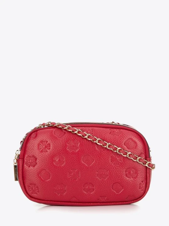 Zdjęcie produktu Damska crossbody ze skóry na łańcuszku malinowa Wittchen malinowy