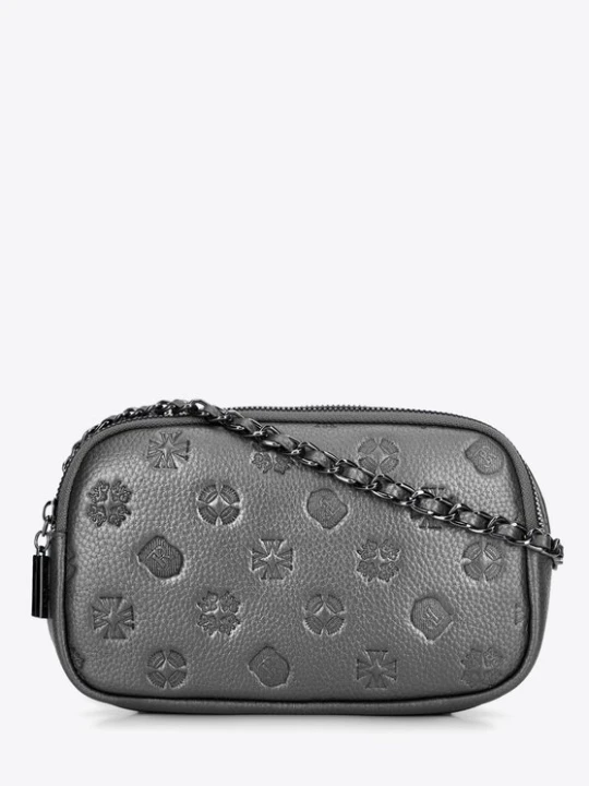 Zdjęcie produktu Damska crossbody ze skóry na łańcuszku srebrna Wittchen