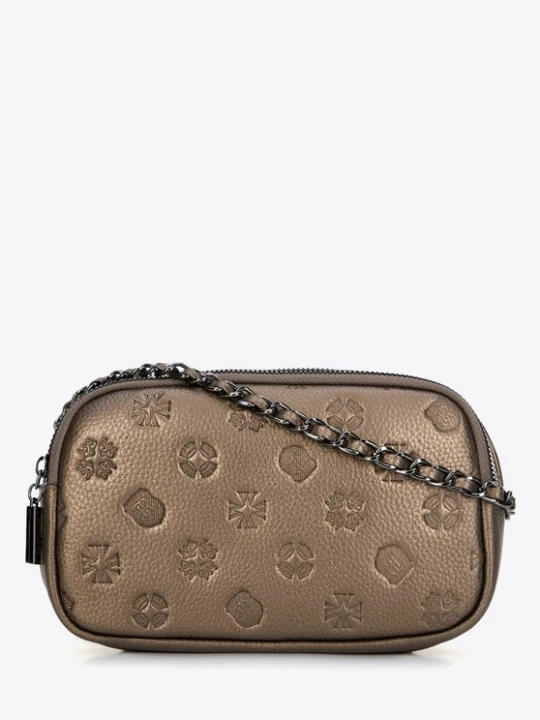 Zdjęcie produktu Damska crossbody ze skóry na łańcuszku złota Wittchen