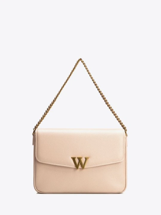 Zdjęcie produktu Damska crossbody ze skóry z dekoracyjnym zapięciem beżowa Wittchen