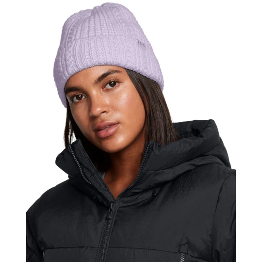 Zdjęcie produktu Damska czapka zimowa Under Armour W Halftime Cable Knit Beanie - fioletowa