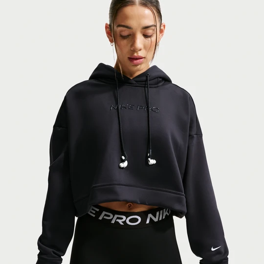 Zdjęcie produktu Damska dzianinowa bluza z kapturem Therma-FIT Nike Pro - Czerń