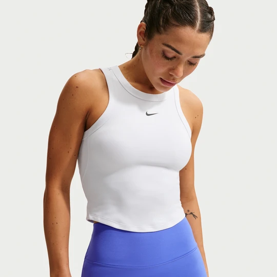 Zdjęcie produktu Damska koszulka bez rękawów o skróconym kroju Dri-FIT Nike One Fitted - Biel