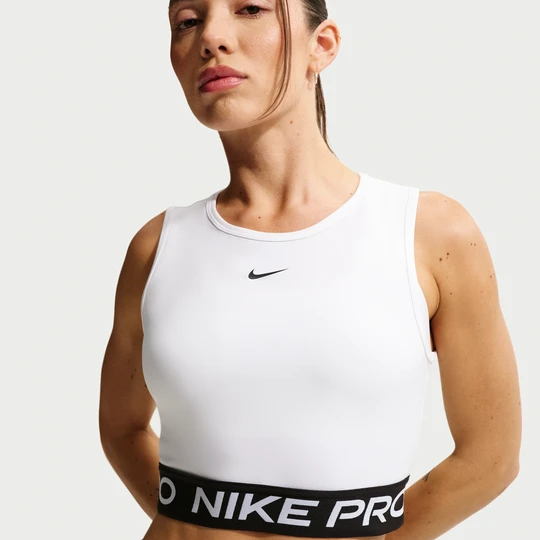 Zdjęcie produktu Damska koszulka bez rękawów o skróconym kroju Dri-FIT Nike Pro - Biel