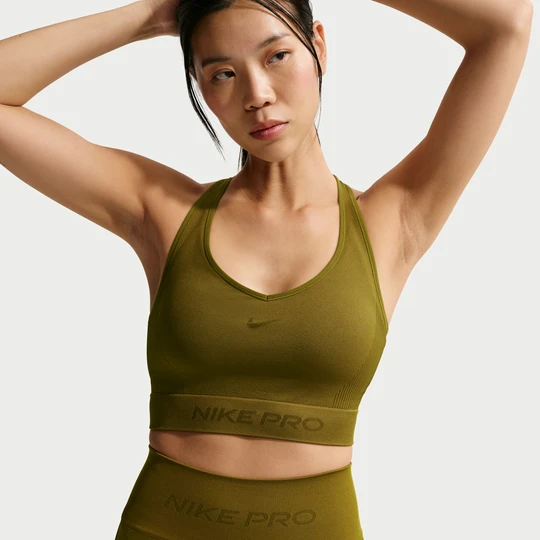 Zdjęcie produktu Damska koszulka bez rękawów o skróconym kroju Dri-FIT Nike Pro Seamless - Brązowy