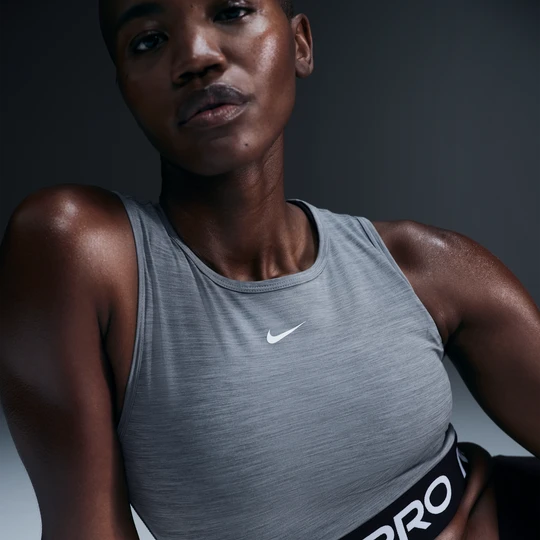 Zdjęcie produktu Damska koszulka bez rękawów o skróconym kroju Dri-FIT Nike Pro - Szary