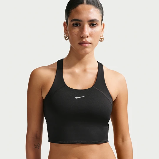 Zdjęcie produktu Damska koszulka bez rękawów o skróconym kroju ze stanikiem sportowym zapewniającym średnie wsparcie Nike Tempo - Czerń
