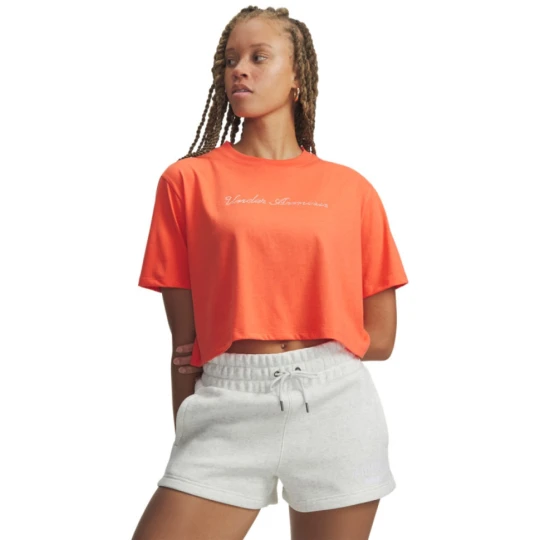 Zdjęcie produktu Damska koszulka crop top Under Armour UA Wordmark - pomarańczowa