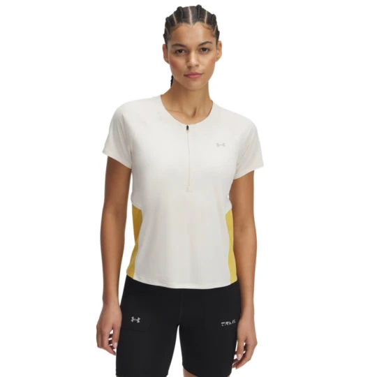 Zdjęcie produktu Damska koszulka do biegania Under Armour UA Trail Run Zip SS - beżowa
