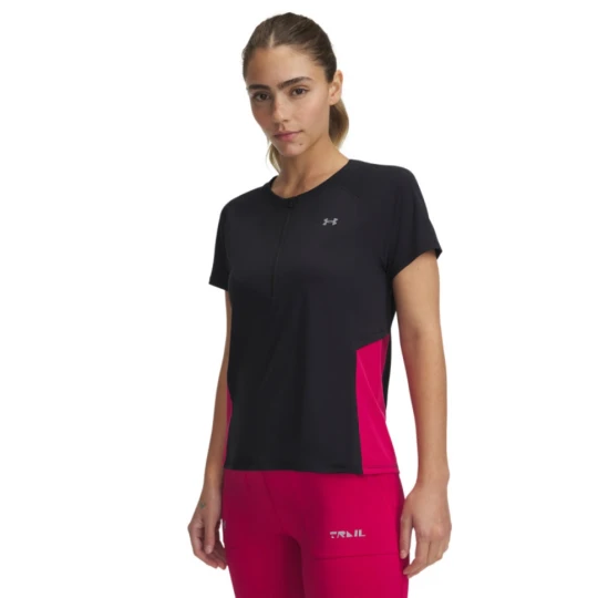 Zdjęcie produktu Damska koszulka do biegania Under Armour UA Trail Run Zip SS - czarna