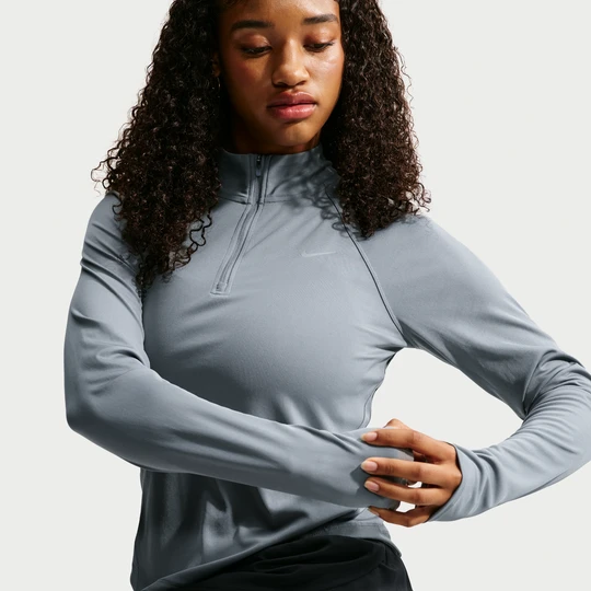 Zdjęcie produktu Damska koszulka do biegania z zamkiem 1 / 4 Dri-FIT Nike Tempo - Szary