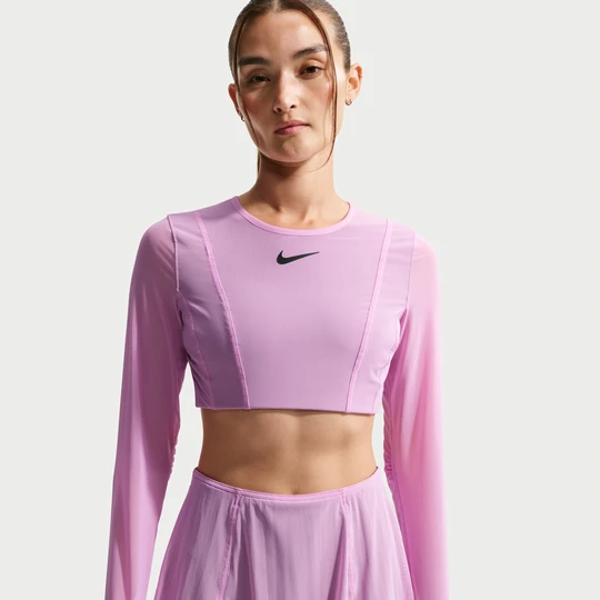 Zdjęcie produktu Damska koszulka do tenisa z długim rękawem o skróconym kroju NikeCourt Slam - Fiolet