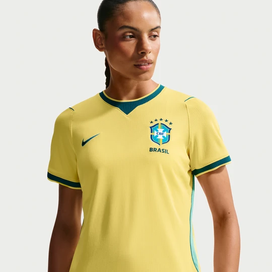 Zdjęcie produktu Damska koszulka piłkarska Nike Dri-FIT reprezentacja Brazylii Stadium 2026 (wersja domowa) - Żółty