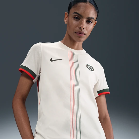 Zdjęcie produktu Damska koszulka piłkarska Nike Dri-FIT Chelsea F.C. Stadium 2025/26 (wersja wyjazdowa) – replika - Szary