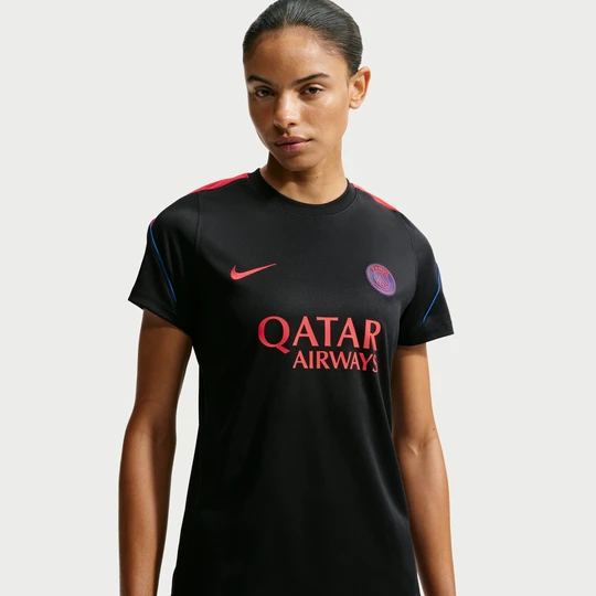 Zdjęcie produktu Damska koszulka piłkarska z krótkim rękawem Nike Dri-FIT Paris Saint-Germain Strike - Czerń