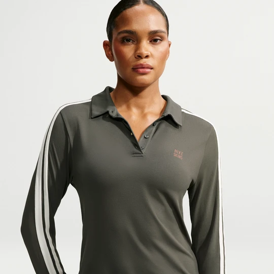 Zdjęcie produktu Damska koszulka polo z długim rękawem NikeSKIMS Stretch Knit - Czerń