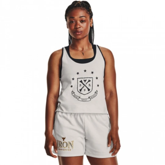 Zdjęcie produktu Damska koszulka treningowa bez rękawów Under Armour Project Rock Q3 Arena Tank - kremowa