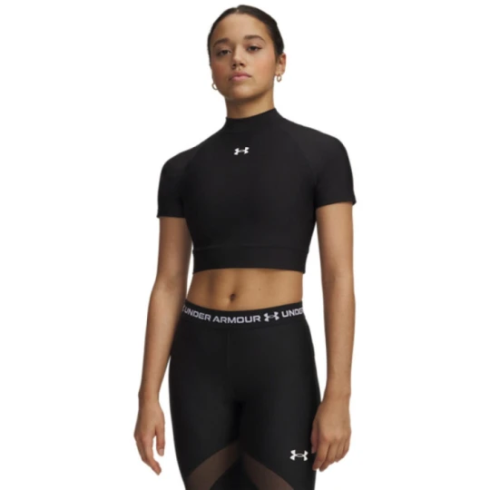 Zdjęcie produktu Damska koszulka treningowa Under Armour HeatGear Crop Mock SS - czarna
