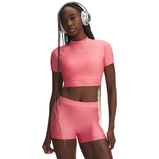 Zdjęcie produktu Damska koszulka treningowa Under Armour HeatGear Crop Mock SS - różowa