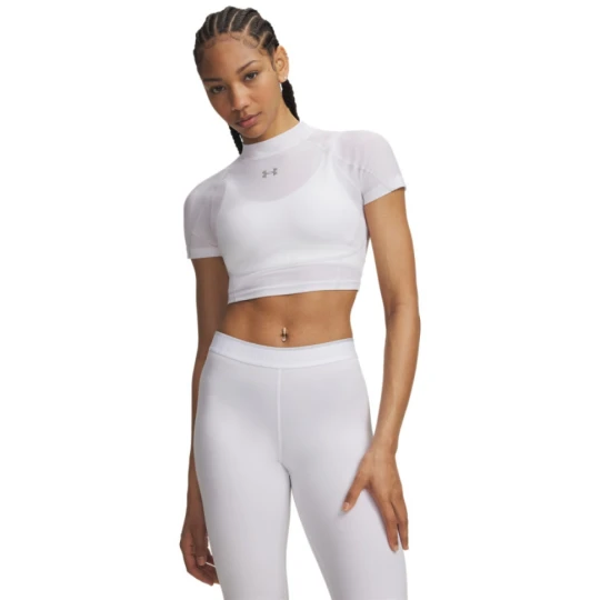 Zdjęcie produktu Damska koszulka treningowa Under Armour HeatGear Elite Crop Mck SS - biała