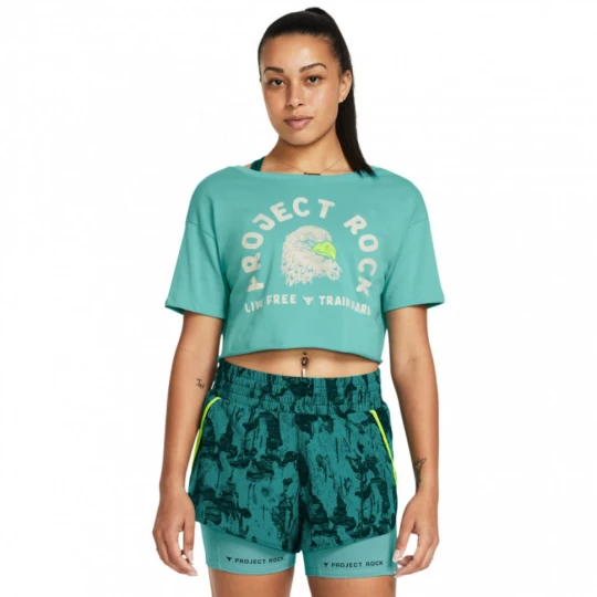 Zdjęcie produktu Damska koszulka treningowa Under Armour Project Rock Balance Graphic T - turkusowa