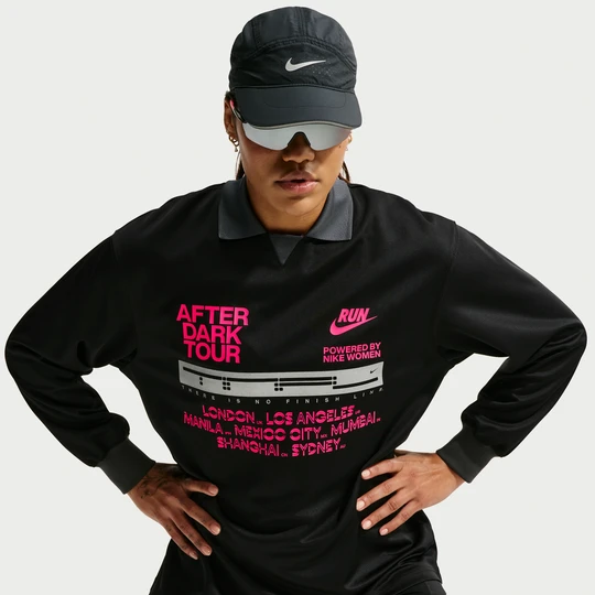 Zdjęcie produktu Damska koszulka z długim rękawem do biegania Dri-FIT Nike After Dark Tour - Czerń