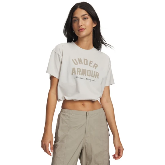 Zdjęcie produktu Damska koszulka z nadrukiem Under Armour UA Bungee Hem Tee - biała